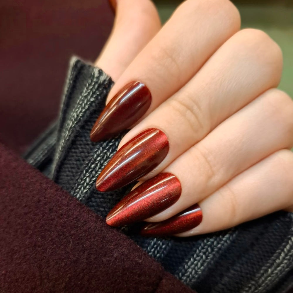Premium Glänzende Cat-Eye Press-On Nägel Brehn