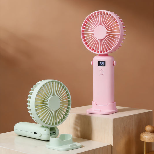 Damen Tragbarer Handventilator mit digitales Display und USB-Anschluss Brehn
