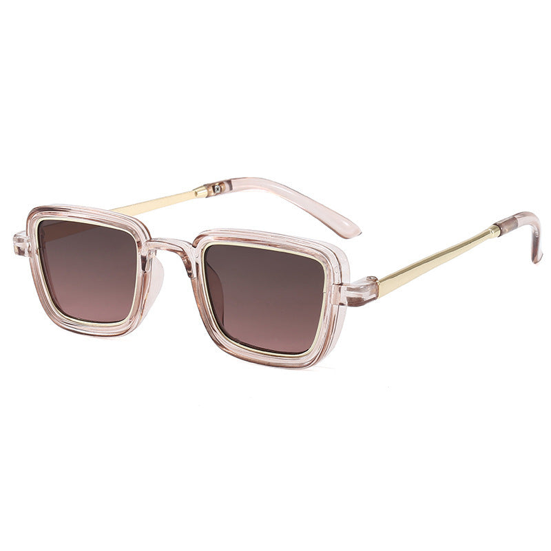 Damen quadratische Sonnenbrille mit transparentem Rahmen und goldenen Akzenten Brehn
