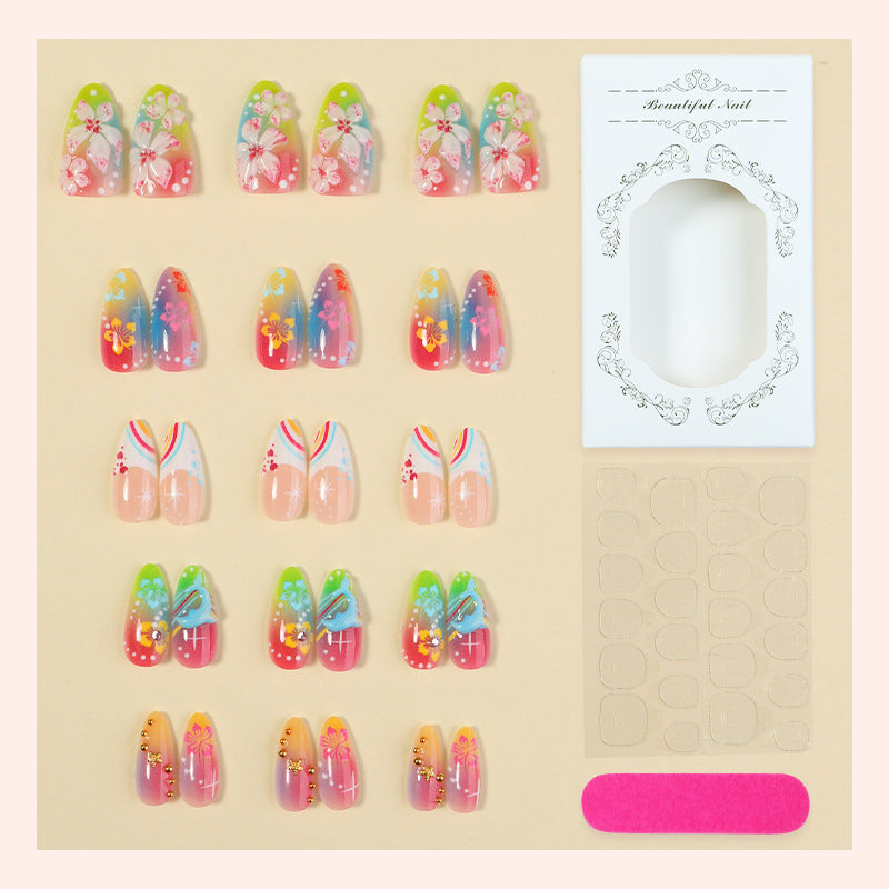 Künstlerisches Floral Press-On Nail Art Set Brehn