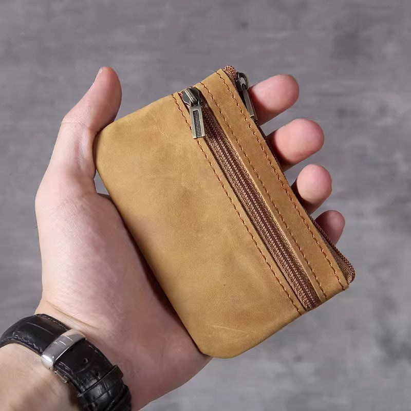 Kompakte Leder Reißverschluss-Münztasche Brehn