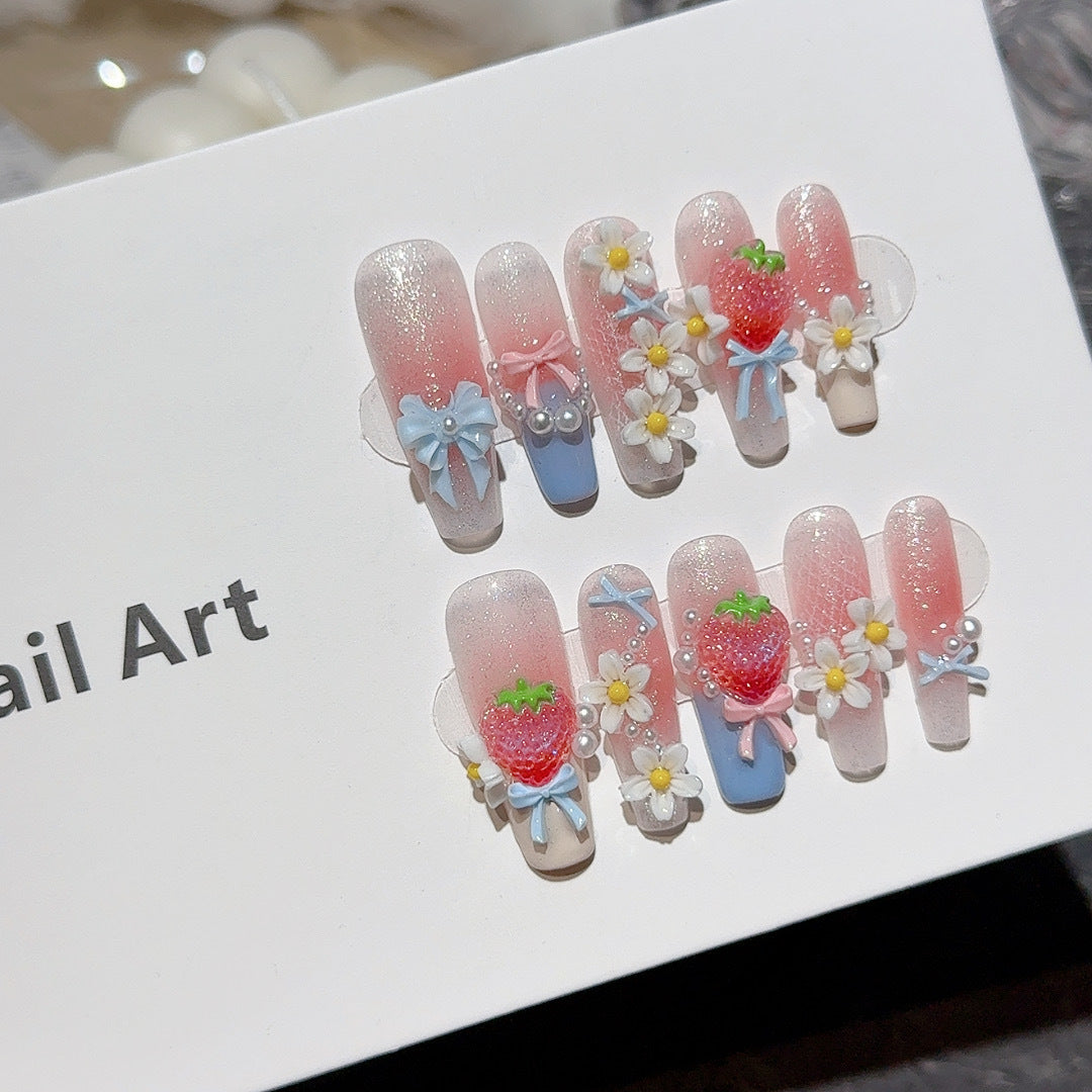 Charmantes 3D Blumen Druck-Nagelkunst-Set