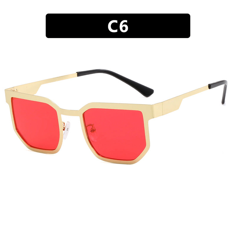Damenmoderne Sonnenbrille im trendigen rechteckigen Design mit schmalem Metallrahmen Brehn