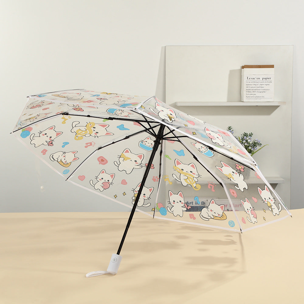 Damen transparente Reißverschluss-Mäppchen mit niedlichen Katzenmotiven Brehn
