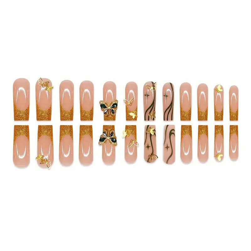 Dekorative Schmetterlings-Press-On-Nagelkunst Brehn
