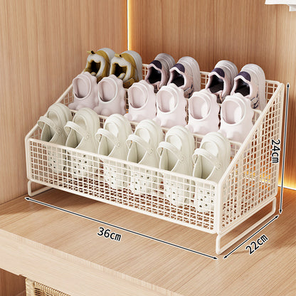 Kompakter gestufter Drahtgitter-Slipper- und Schuh-Organizer-Regal