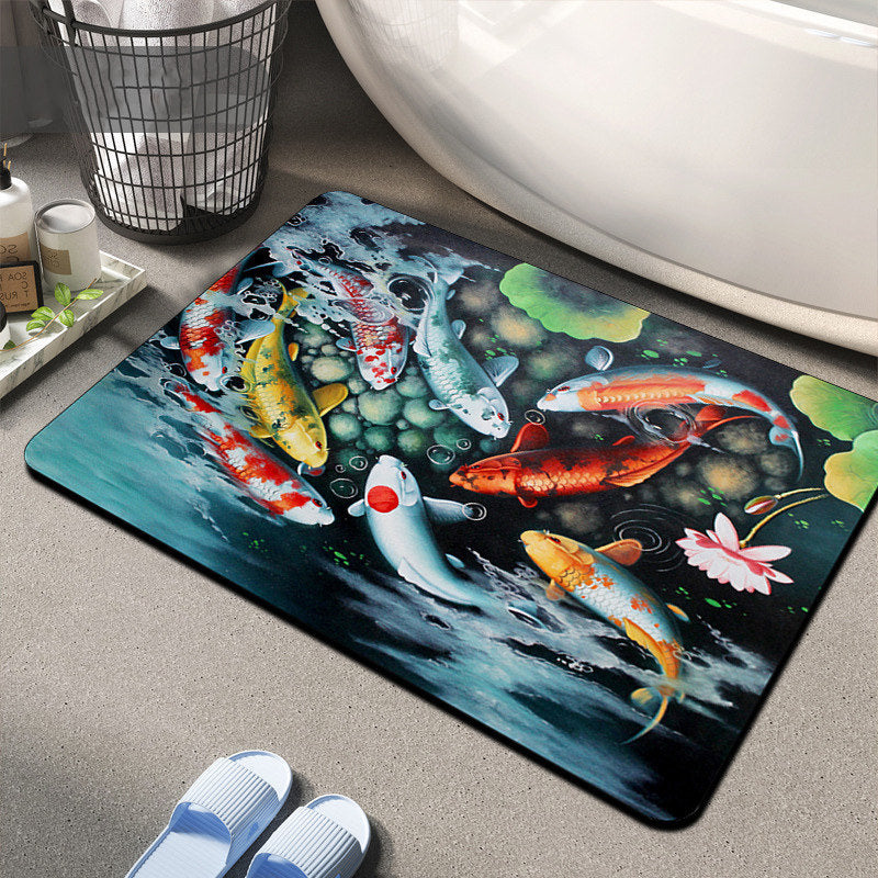 Floral Design Memory Foam Badteppich Brehn