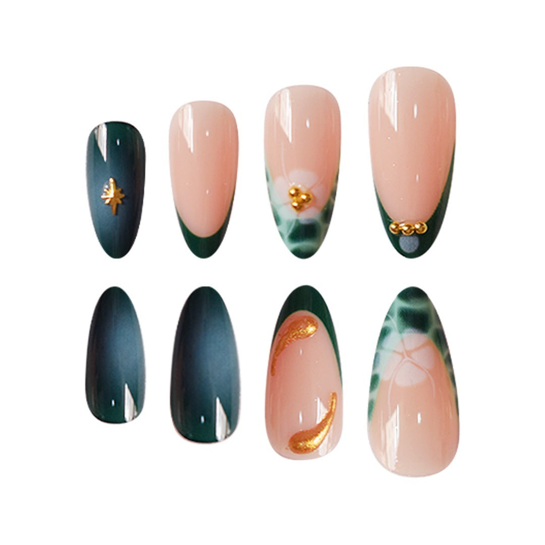 Elegante abstrakte florale Press-On-Nagelverlängerungen Brehn