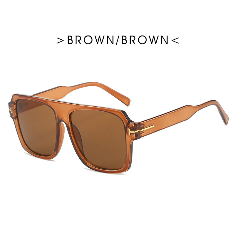 Damen quadratische Sonnenbrille mit modischem, transparentem Rahmen Brehn