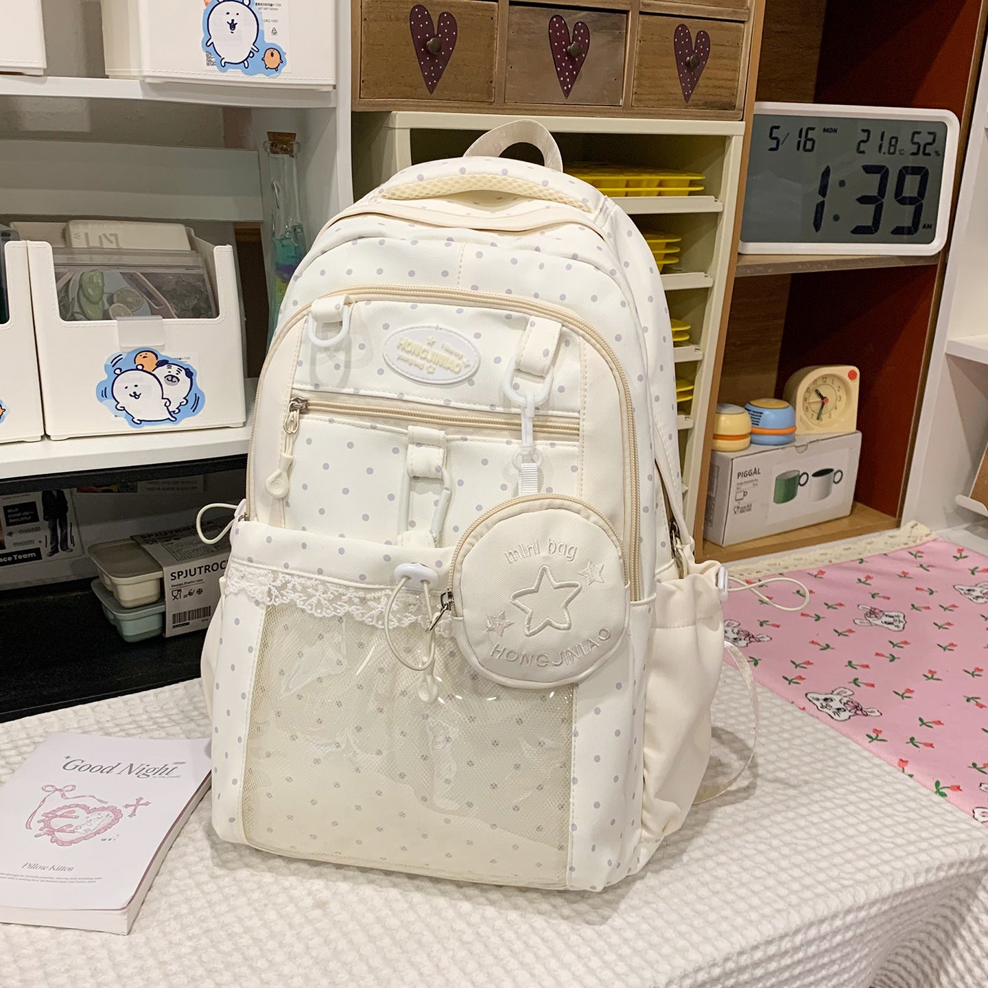Verspieltes Charakterdesign Transparenter Schulrucksack