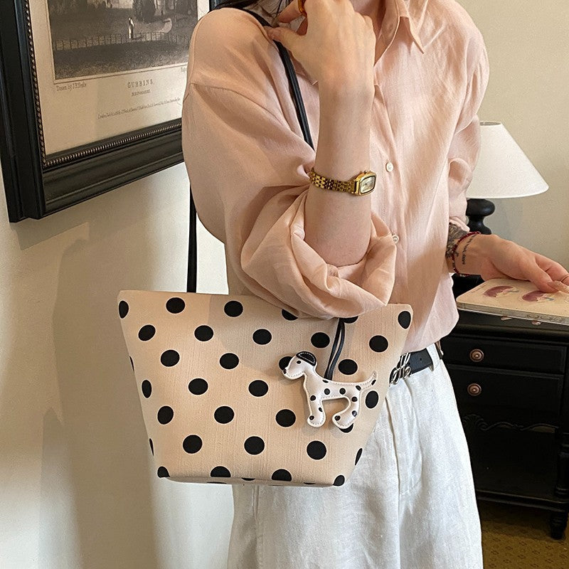 Polka Dot Canvas Schultertasche Brehn
