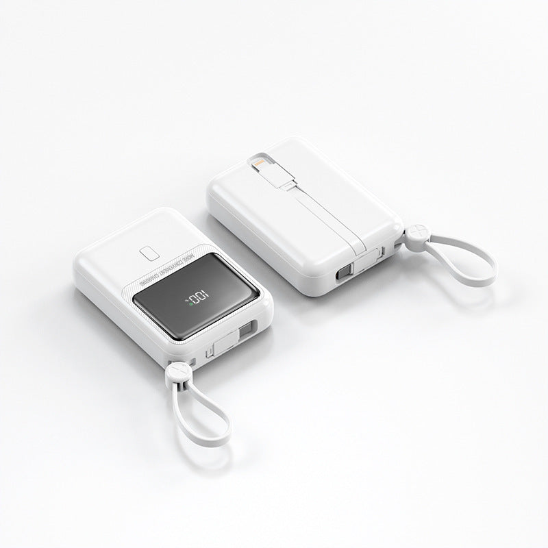 Kompakte Powerbank mit Integriertem Ladekabel und Digitaler Anzeige Brehn