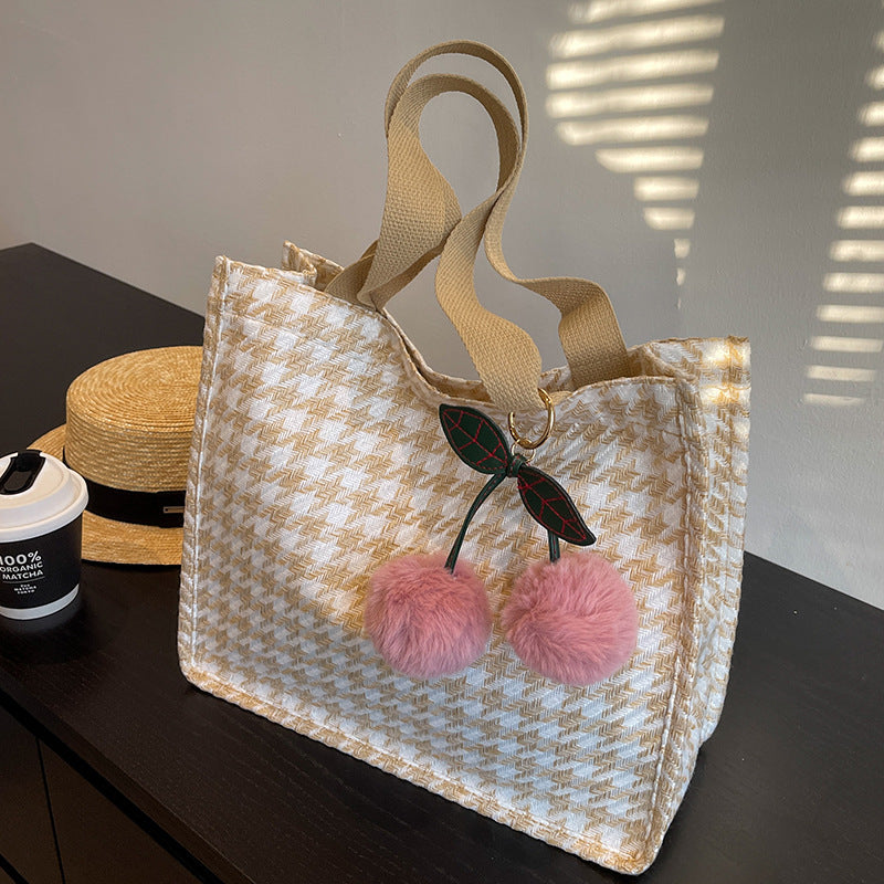 Charmantes Hahnentritt-Muster Tote Bag