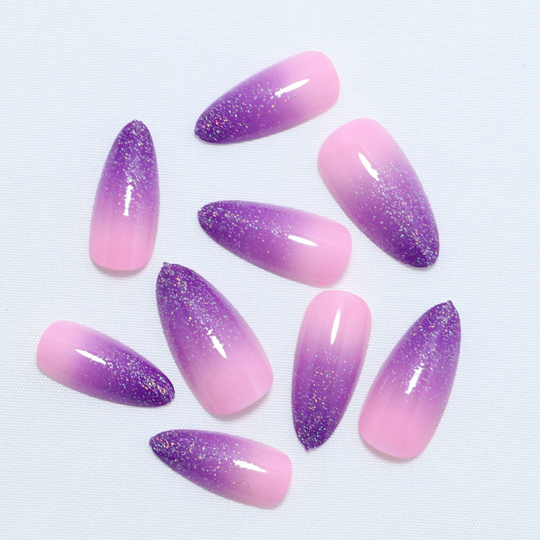 Gradient Glitter Ombre Press-On Nail Set Brehn