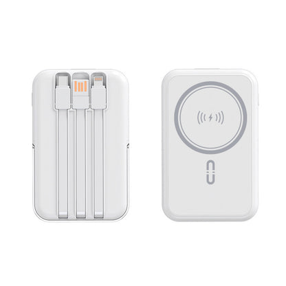 Powerbank mit Integrierten Ladekabeln und Kabelloser Ladefunktion Brehn