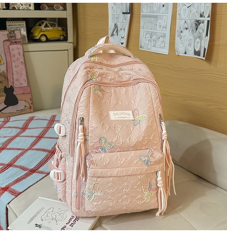 Blumen bestickter robuster Schulrucksack Brehn