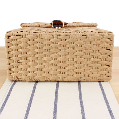 Handtasche Aus Handgewebtem Naturmaterial mit Stilvollem Lederverschluss Brehn