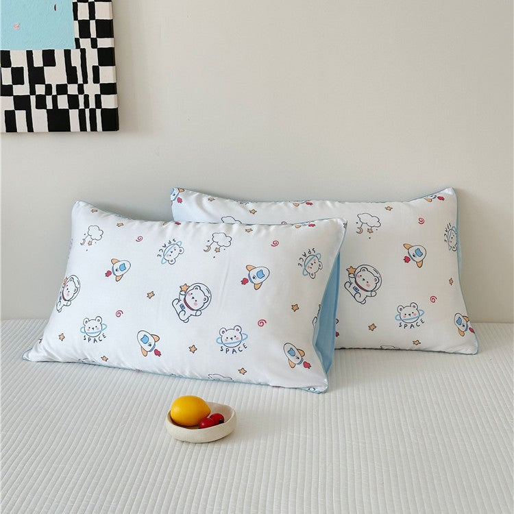 Kinder-Kissenbezug-Set aus Baumwollsatin mit Panda-Print und kariertem Design Brehn
