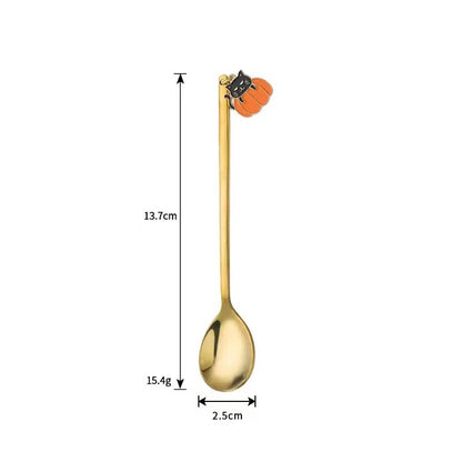 Langer Bar‑Löffel Cocktail‑Rührlöffel aus Edelstahl mit Halloween‑Geistmotiv