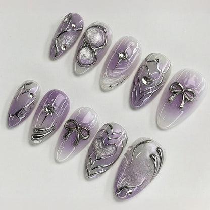 Kunstnagelset mit eleganten Blumen- und Glitzerakzenten Brehn
