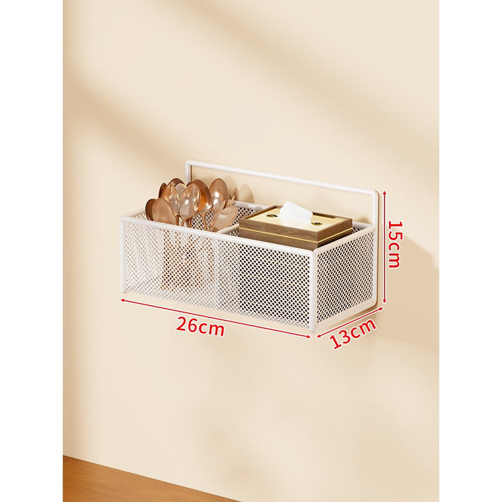 Wandmontierter Mesh Besteckhalter mit Haken zum Aufhängen