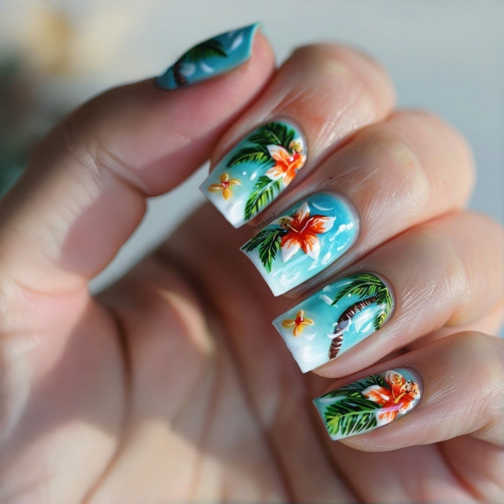 Nail Art Design mit tropischen Motiven Brehn