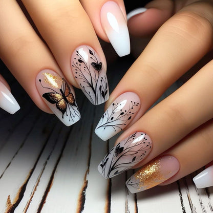 Elegante Florale Schmetterling Nagelverlängerungen Brehn