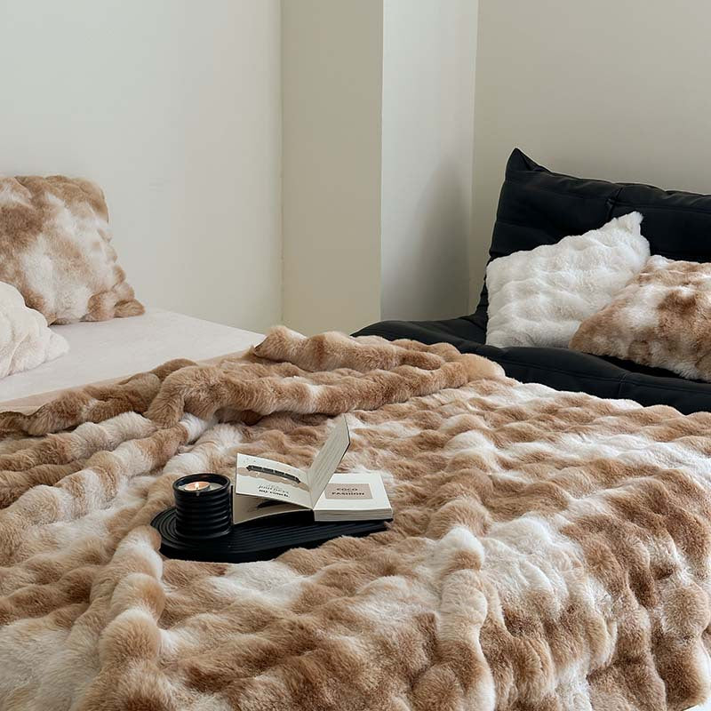 Plüsch Kunstfell Ripp-Decke für Sofa und Bett