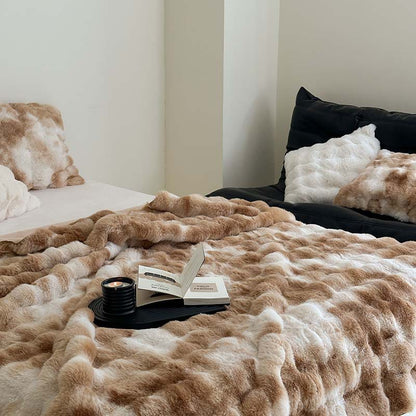 Plüsch Kunstfell Ripp-Decke für Sofa und Bett