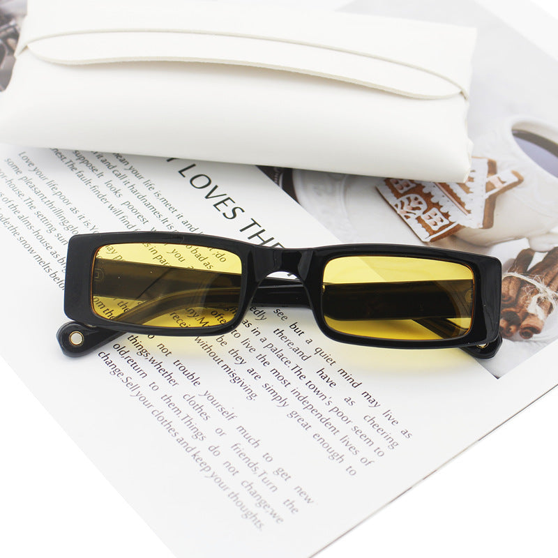 Damen modische rechteckige Sonnenbrille mit strukturiertem Rahmen Brehn