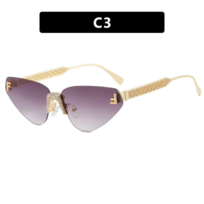 Damen Designer Katzenaugen-Sonnenbrille mit funkelndem Strass-Besatz Brehn