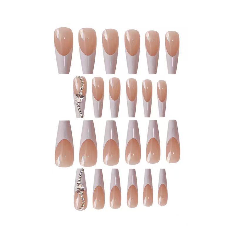 Elegante lange französische Spitzen Acryl Nagelkunst Brehn