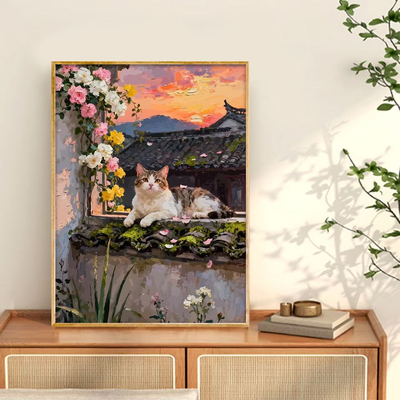 Gähnende Katze Leinwand Wandkunst Druck Brehn