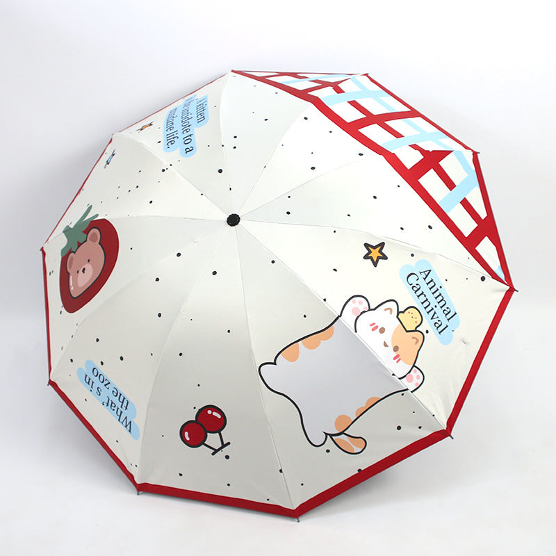 Damen kreativer Falt-Regenschirm mit niedlichem Bärenmotiv Brehn