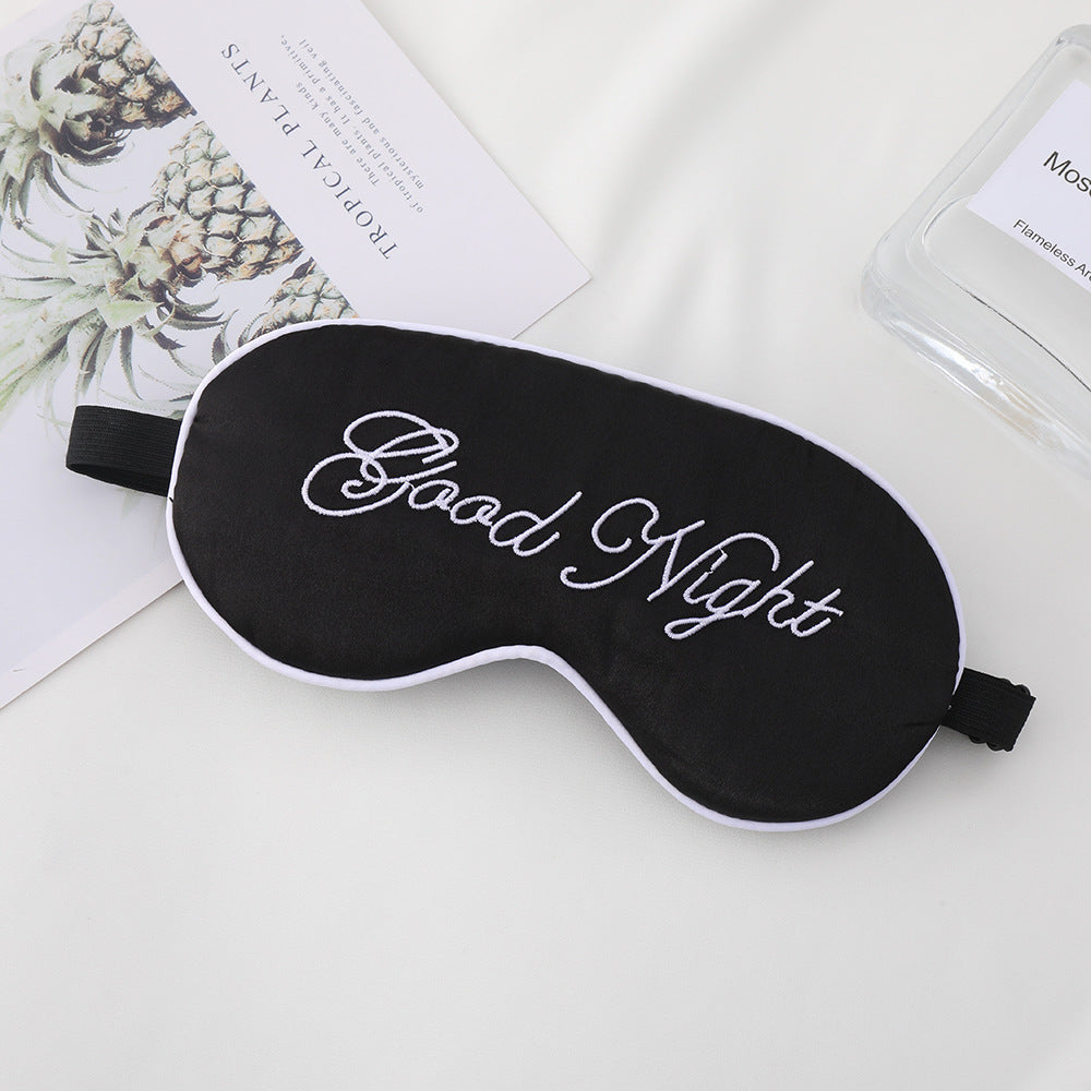 Unisex nan gestickte konturierte Schlafmaske mit dekorativer Schrift-Stickerei und verstellbarem Elastikband Brehn