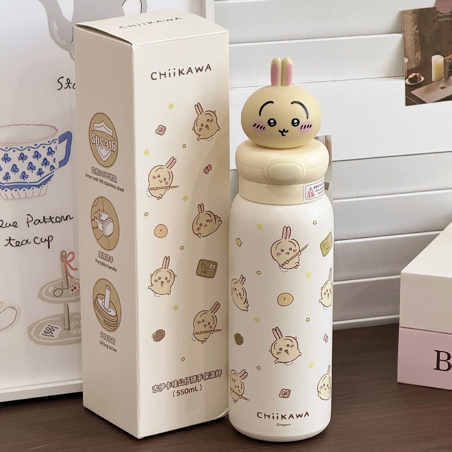 Damen Edelstahl Trinkflasche mit interaktivem Tierkopfdesign Brehn
