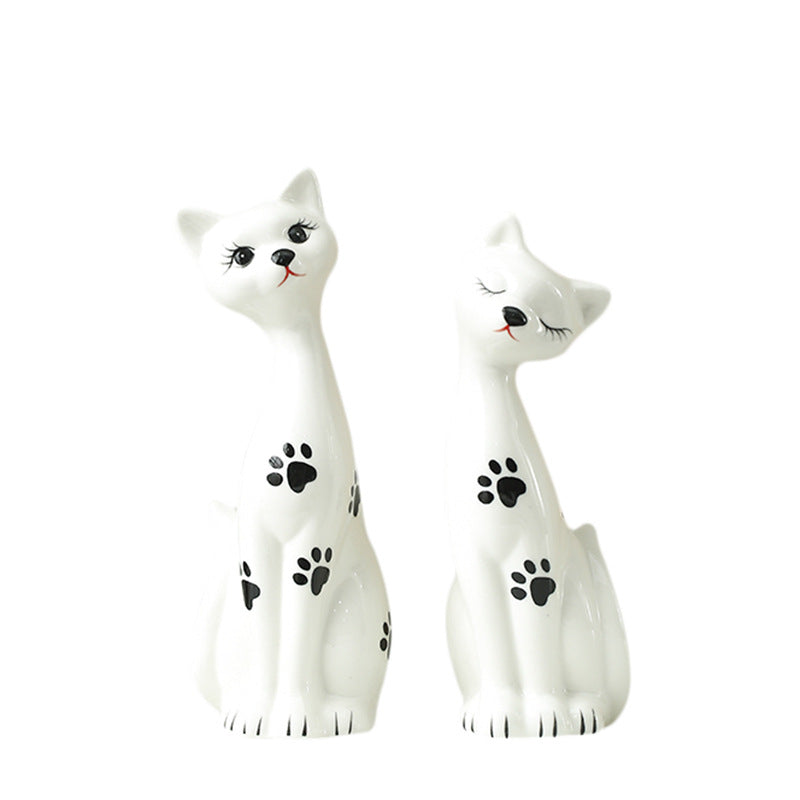 Verspieltes Keramikkatzenfiguren-Set Brehn