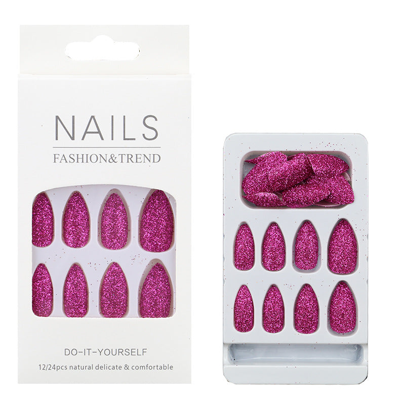Glitzernde mandelförmige Press-On Nagelspitzen Brehn