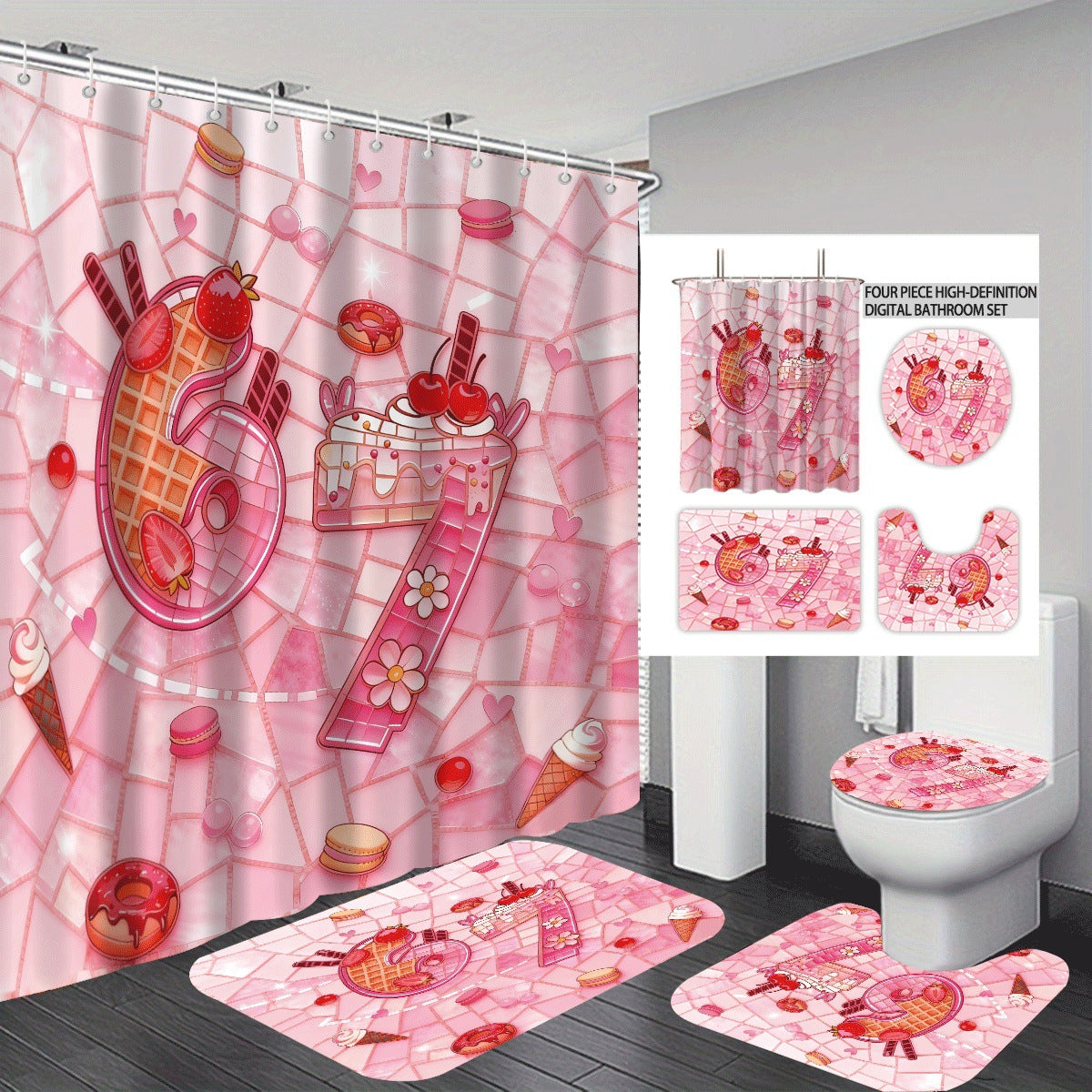 Buntes Dessert-Themen Badezimmer Set Brehn