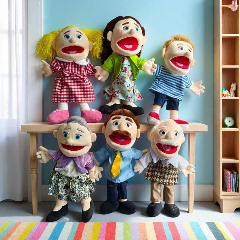 Handpuppe Plüsch Junge Charakter mit beweglichem Mund und weichem Stoffkörper Brehn