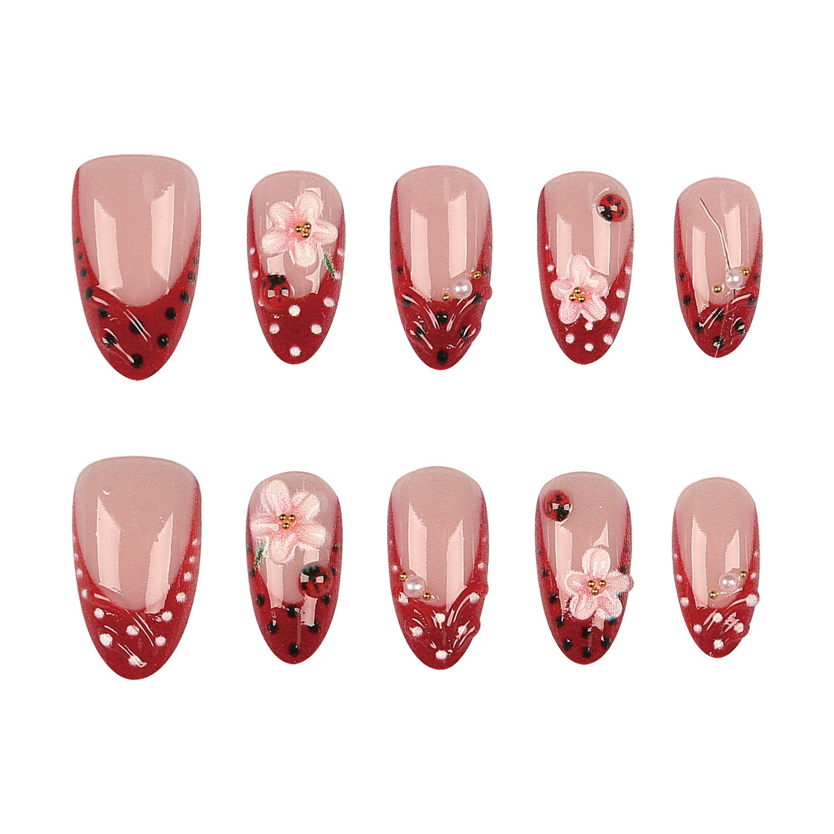 Elegantes Florales Design Press-On Nails Set