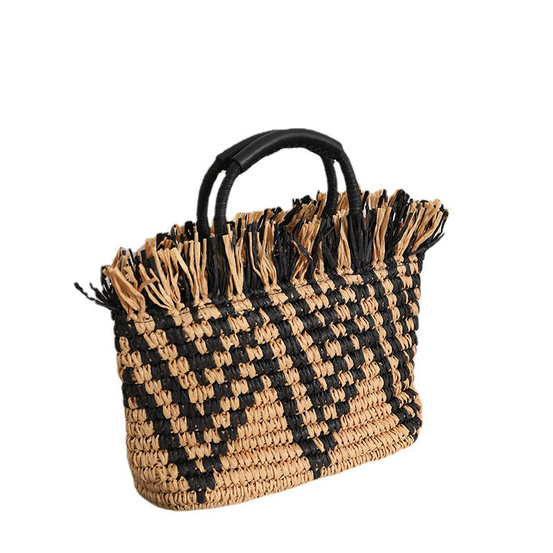 Damen Stilvolle, handgeknüpfte Strandtasche mit fransigem Design Brehn