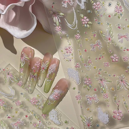 Dekorative Blumen-Nagelkunst-Aufkleberblatt