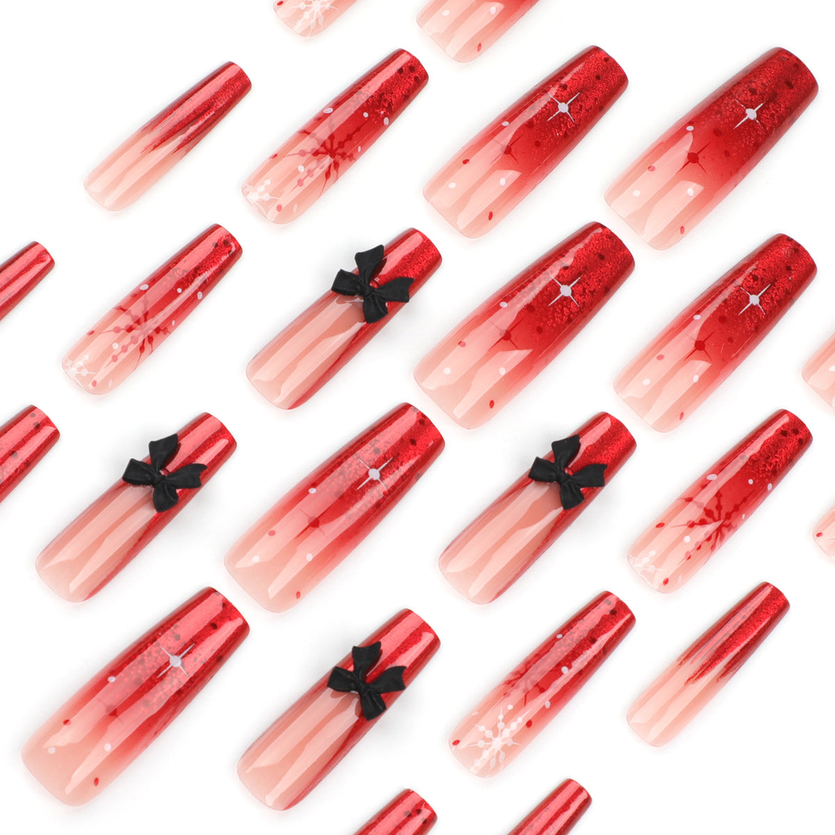 Künstliche Acryl-Nägel mit Glitzer- und Weihnachtsdesign Brehn