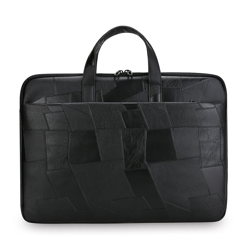 Premium Patchwork Leder Laptop Tasche Brehn