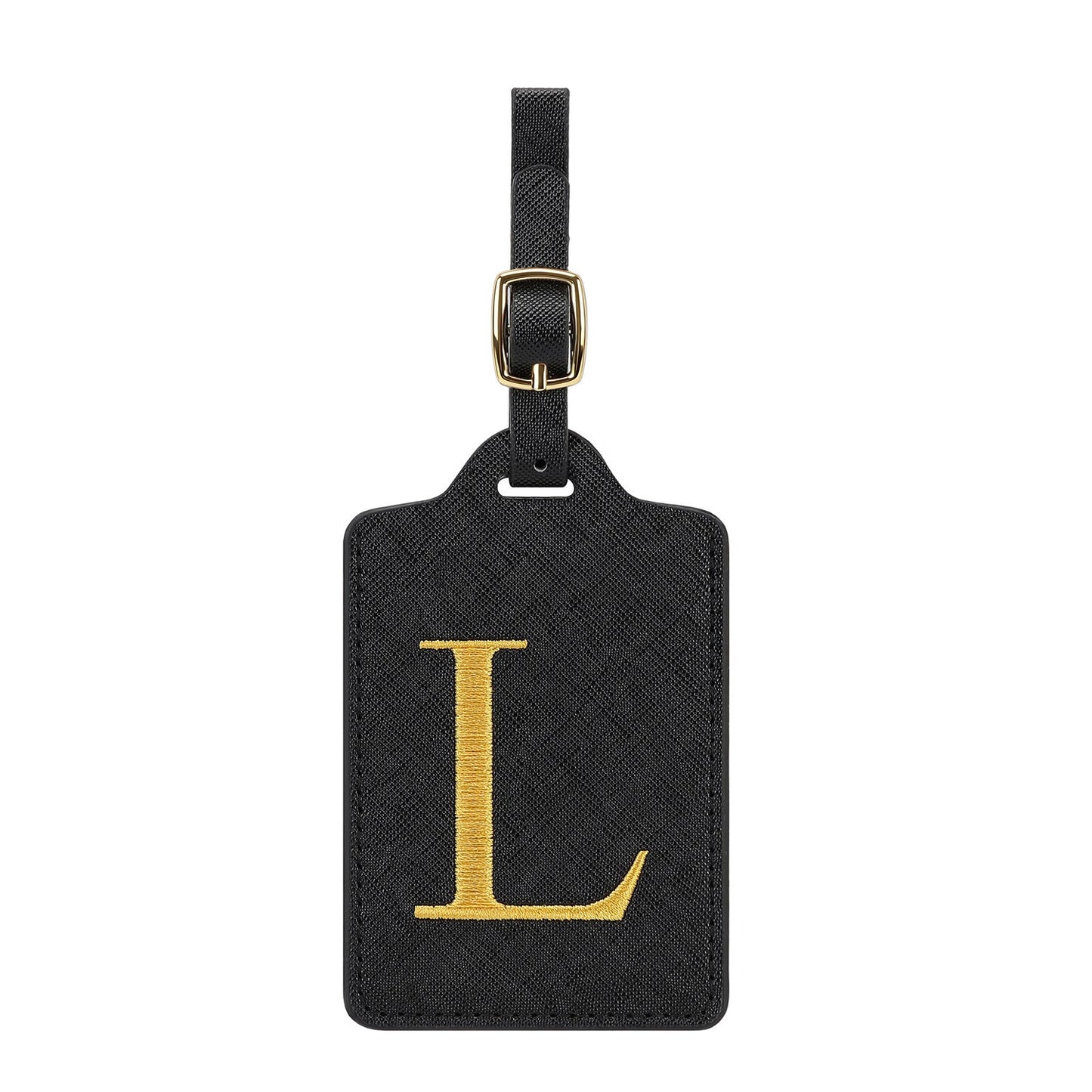 gesticktes Initialen-Monogramm-Leder-Gepäckanhänger mit verstellbarem Schnallenriemen Brehn