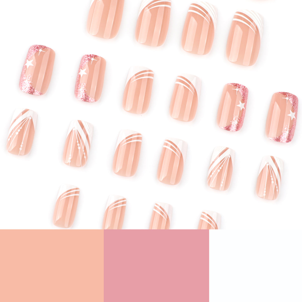 Kunstvolle Nagelverlängerungen mit Glitzer- und Sternendesign Brehn
