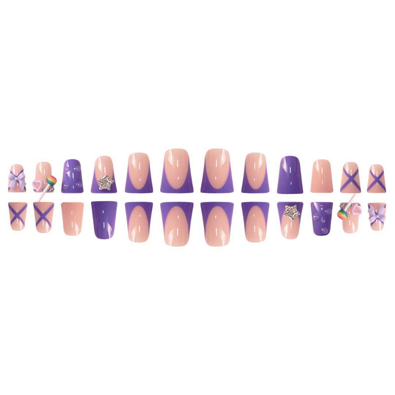 Verspieltes Glitzerndes Press-On Nagelkunst-Set Brehn