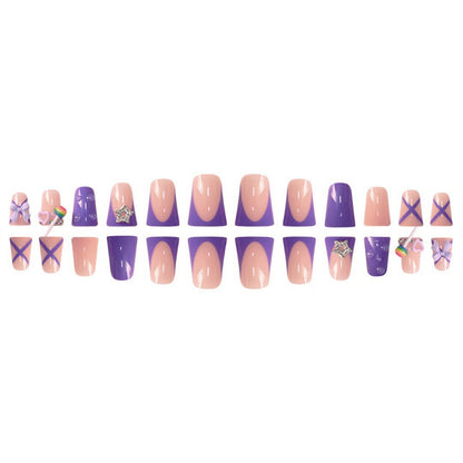 Verspieltes Glitzerndes Press-On Nagelkunst-Set Brehn