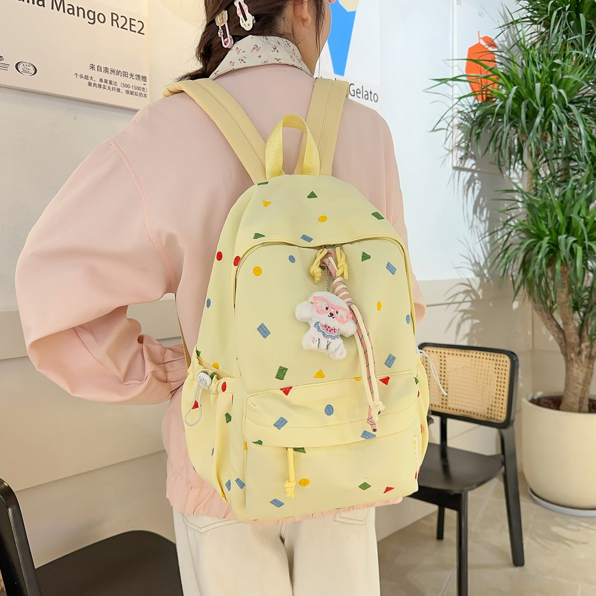 Stylische Mehrfarbige-Pünktchen-Rucksack Brehn